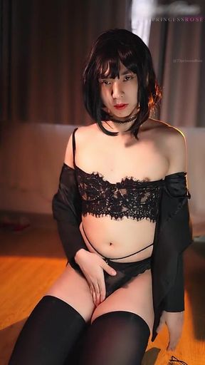 Cute Femboy Cumshot in Lingerie