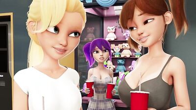 Futanari friends get wild with dick in theater threesome - Anime, Hentai & Blonde!