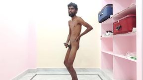 Rajesh showing ass, butt, spanking, moaning, masturbating cock and cumming in the glass