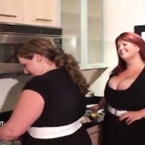 Two Busty French BBW maids fucked by 5 guys at a party