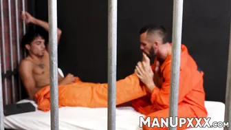 Marco Lorenzo worships Amone Bane's feet before bareback fucking