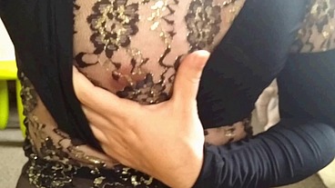 Dani Leg in Delicate Black Pantyhose with Polished Nails