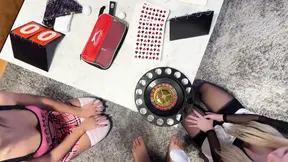 Christmas party turns into hot amateur CfnM threesome with a handjob challenge