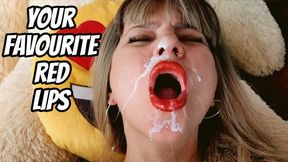 Red lips! Handjob! Cum On Face!