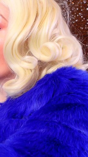 Medical nitrile white nurse gloves and fur with dark lipstick - Blonde ASMR