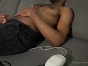 Watching tv while I inflate my belly