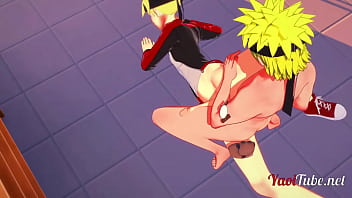 Boruto Naruto Yaoi - Boruto is fucked by Naruto with crempie in his ass - Japanese manga anime porn gay