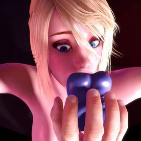 BDSM Samus Deepthroats a Dildo Metroid Porn Parody