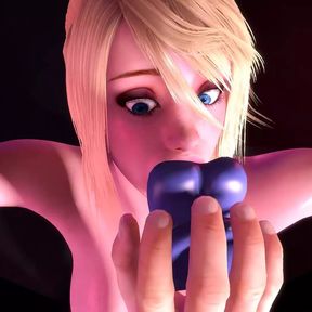 BDSM Samus Deepthroats a Dildo Metroid Porn Parody