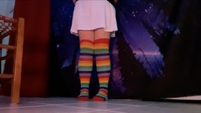 Soaking Rainbow Socks & Flooding Tile Floor