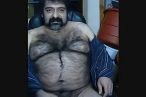 Hairy Bear Daddy Stroking Big Cock