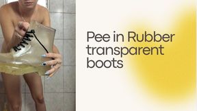 pee in transparent rubber boots