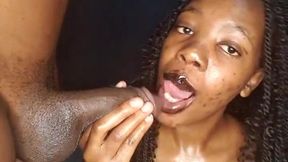Sheis Blacq gives a deepthroat blowjob