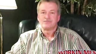 Older hairy man does solo interview and masturbates on cam