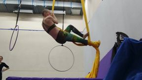 practicing  candycane  on silks