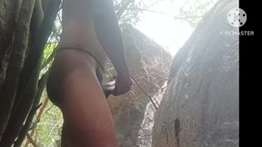 Village stone forest masterbathing boy in woman