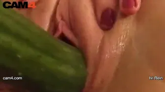 Ivi Rein fucks her tight holes with a thick vegan cucumber