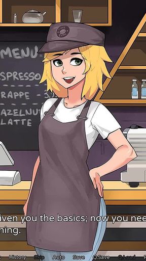 Hazelnut Latte: Male Blows off Female Trans Barista Got His Mouth Filled with Cum