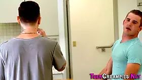 Showering teen creampied
