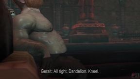 Geralt’s golden shower domination drenching Dandelion in fierce gay watersports fury