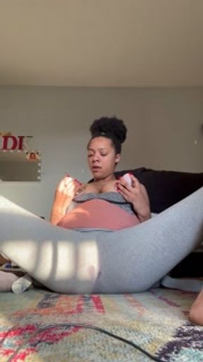 PREGNANT MILF CUMS IN THE WINDOW