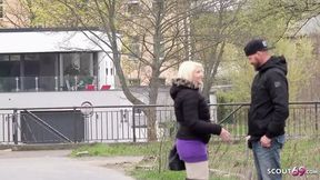 German scout bangs tiny 18-year-old authentic in street casting