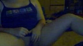Chubby girlfriend gets horny and masturbates on webcam