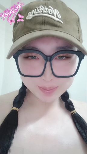 The long tongue of the ladyboy slut wants to wrap around your cock and catch your semen - TSlxy