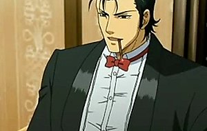 Handsome hentai guy kissed by a gentleman