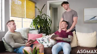 Muscular Roommates Share Inked Bear During Book Club