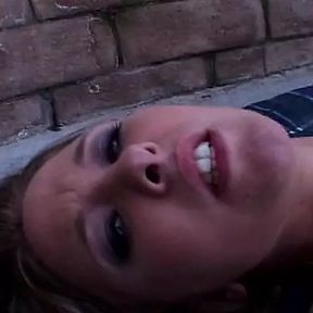 Hot blonde slut tastes sperm after hot outdoor fuck