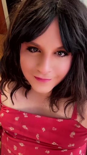 Sissy Crossdresser Jerks Her Cock While Mistress Isn't Looking