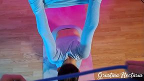 I tied her up and fucked her in the mouth tied up and upside down. Full bonus POV video