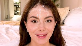 young beauty gets one mana bukkake from big cock in casting