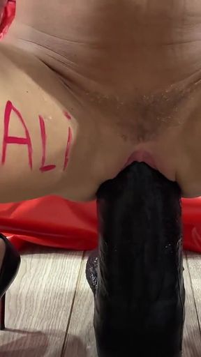 Giant Dildo Riding and Extreme Cunt Pumping