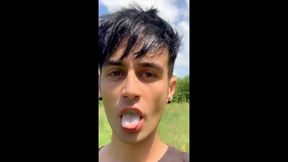 Chewing and Swallowing Ex - Boyfriend Cum. Solo Cum Eating After BJ Vid