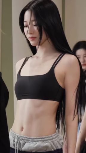 Curvy K-pop fan plays with her belly button