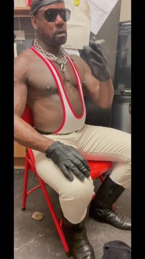 Black Bodybuilder Smoking,  Posing, Muscle Flexing &.Cumming
