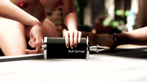 Lesbian belly fill and squirt