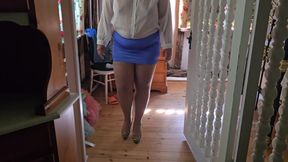Blue Mini Skirt Part 1 Foot Rubs