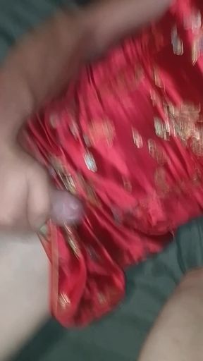 Lars Damberger Masturbating in a Red Asia Satin Cheongsam