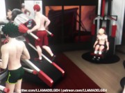 Hero's Workout - Foursome: Midoriya Bakugo Ida Todoroki - My Hero Academia 3D Animation Parody