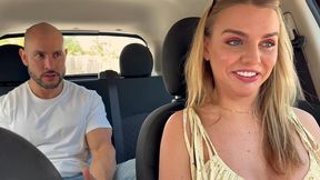 crazy blonde milf driver picks me up and inhales my balls in the car