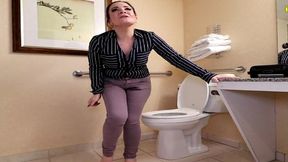 whitney locked belt peeing her pants by toilet
