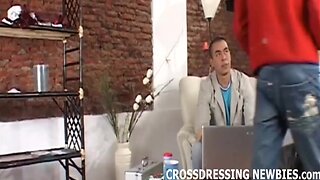Latin Crossdresser`s Kinky Blowjob & Anal: Stockings, Panties & Lingerie!