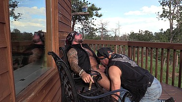 Two bikers in the mountains with Jim Love and Jason Collins
