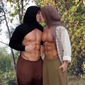 Shemale Hijab Muscle AI Cumshot