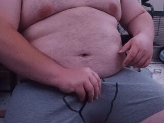 Fat stud masturbating