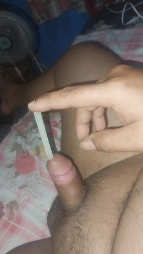 Chubby Small penis boy sounding with objects