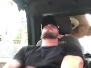 Guy jerking off while doing construction work gets caught.